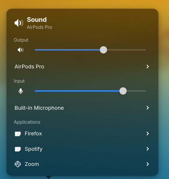The audio popover