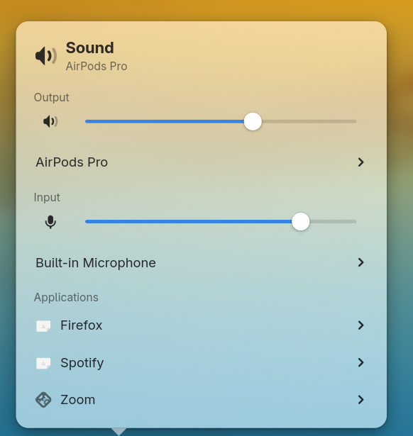 The audio popover