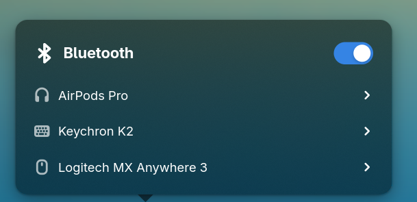 The bluetooth popover