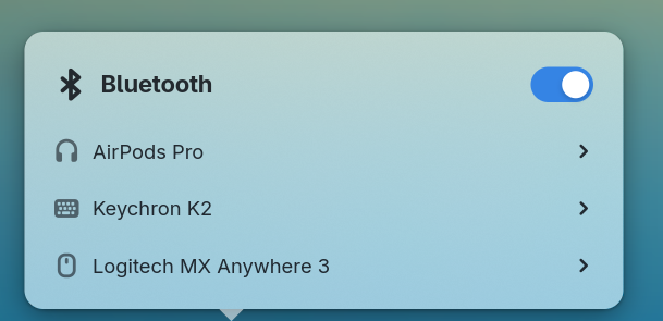 The bluetooth popover