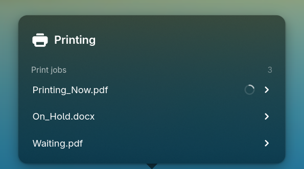 The printing popover