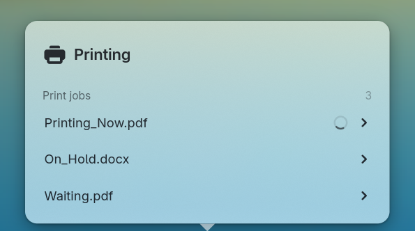 The printing popover