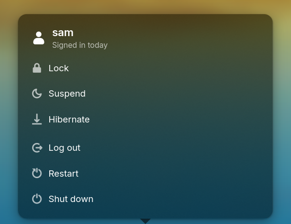 The session popover