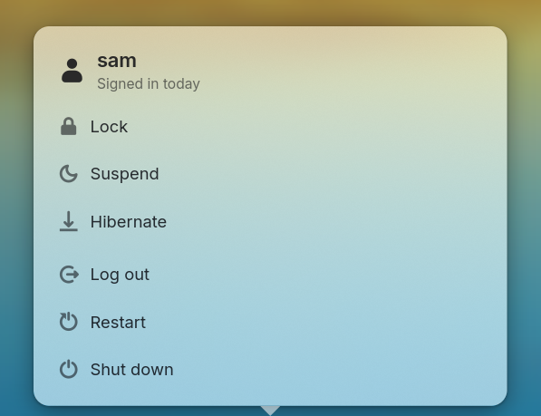 The session popover