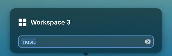 The workspace-name popover