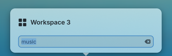 The workspace-name popover